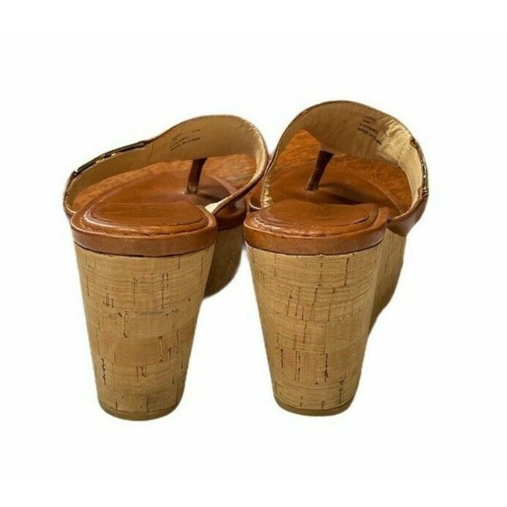 Coach Jan Cork Leather Cork Wedge Sandals Cognac - Picture 7 of 11